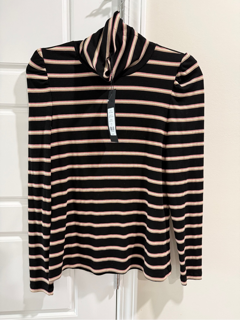 NWT Veronica Beard Metallic Striped Turtleneck M Elevated Basic Back to School